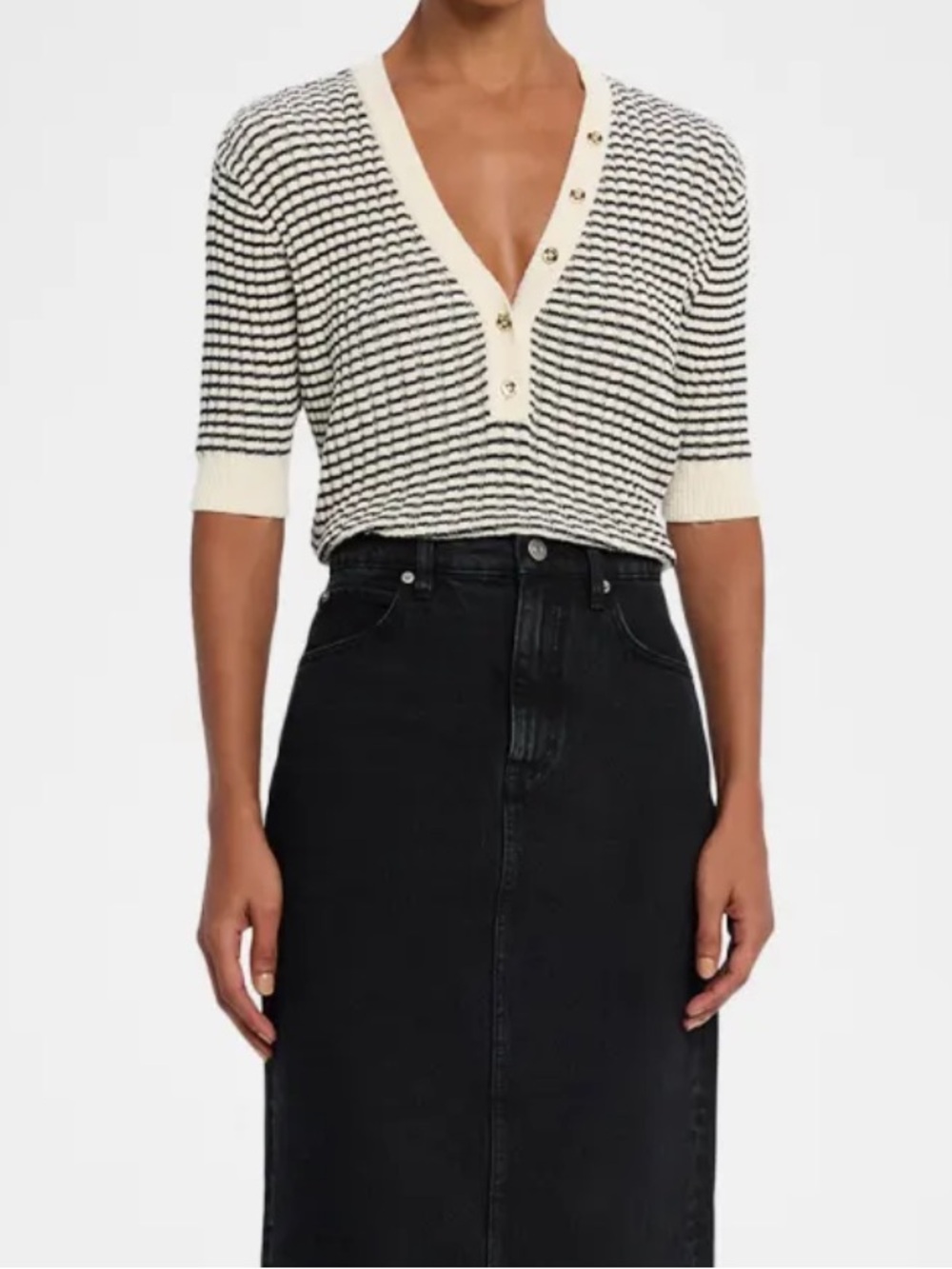 FRAME The Stripe V-Neck Top